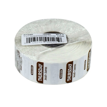 National Checking 1"x1" Trilingual Brown Thursday Removable Label, PK1000 R104R